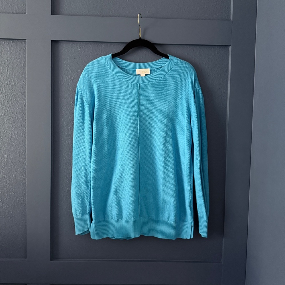 Belle by Kim Gravel Blue Crew Neck Sweater